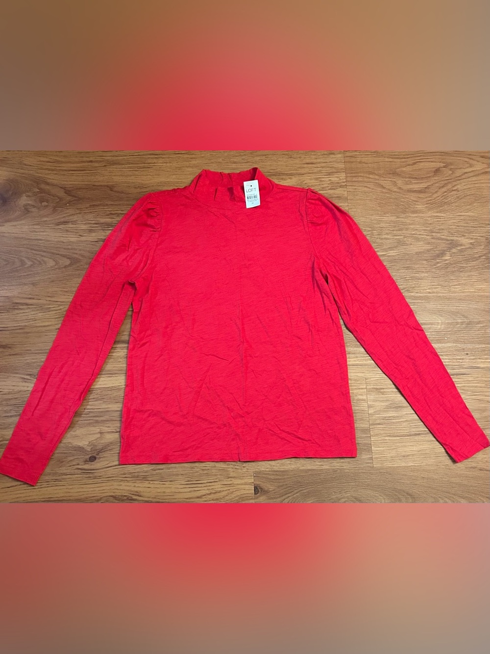 LOFT Bright Red Mock Neck Top - Medium - New With Tags